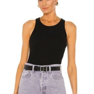 ENZA COSTA Ribbed Black Tank Top
